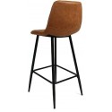 Rocky Barstol i øko-læder H87 - 107 cm - Sort/Cognac