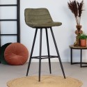 Rocky Barstol i øko-læder H87 - 107 cm - Sort/Olivengrøn
