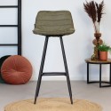 Rocky Barstol i øko-læder H87 - 107 cm - Sort/Olivengrøn