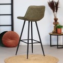 Rocky Barstol i øko-læder H87 - 107 cm - Sort/Olivengrøn