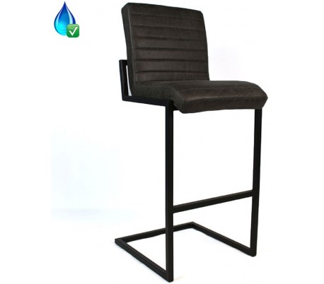 Block Barstol i øko-læder H113 cm - Sort/Cognac