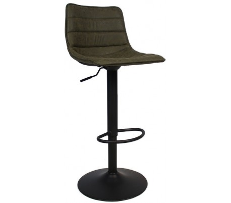 Rocky Barstol i øko-læder H87 - 107 cm - Sort/Olivengrøn