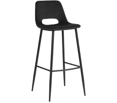 Barstol i velour og metal H107 cm - Armygrøn