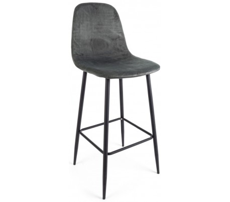 Barstol i velour og metal H103 cm - Sort/Mørkegrøn
