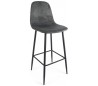 Barstol i velour og metal H103 cm - Sort/Mørkegrå