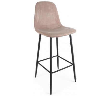 Barstol i velour og metal H103 cm - Sort/Mørkegrå