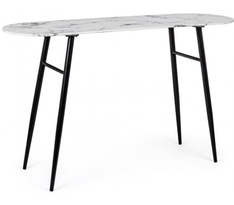 Moderne spisebord H76,5 x B160 x D90 cm - Sort/Hvid marmor