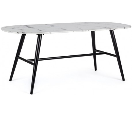 Moderne konsolbord H80 x B135 x D40 cm - Sort/Hvid marmor