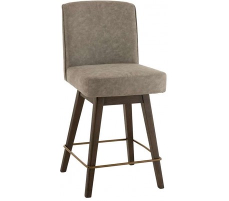 Barstol i læder og ask træ H99 cm - Brun/Lys lilla