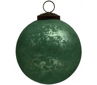 Julekugle i glas Ø12 cm - Antik grøn