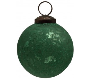 Julekugle i glas Ø10 cm - Antik grøn