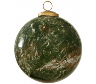 Julekugle i glas Ø15 cm - Grøn marmoriseret
