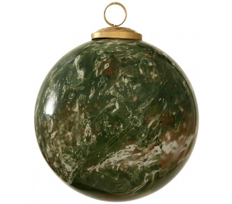 Julekugle i glas Ø15 cm - Grøn marmoriseret