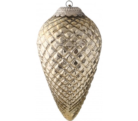 XXL Juleophæng i glas H50 x Ø29 cm - Antik guld