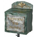 Letter to Santa postkasse i metal og polyresin H32 cm - Sort/Grøn