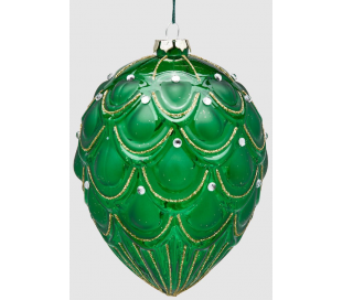 Juleophæng i glas H11 cm - Grøn