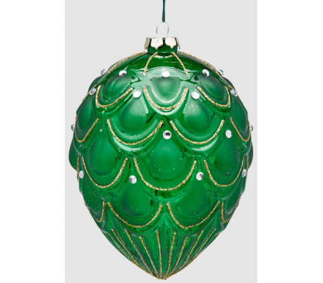 Juleophæng i glas H11 cm - Grøn