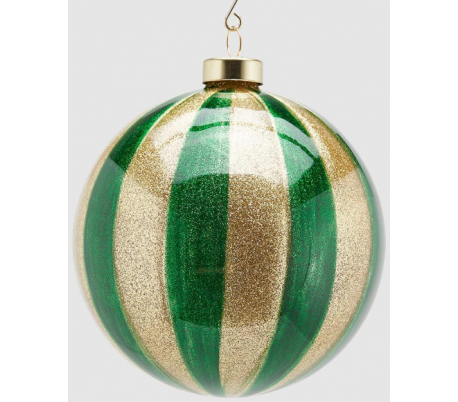 Julekugle i glas Ø12 cm - Guld/Rød