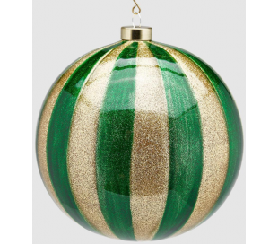 Julekugle i glas Ø15 cm - Guld/Rød