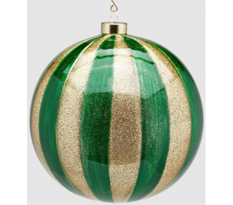 Julekugle i glas Ø15 cm - Guld/Rød