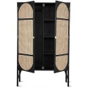 Vitrineskab i ask træ og glas H148 x B75 cm - Sort/Klar