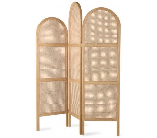 Skillevæg i sungkaitræ og rattan H180 x B150 cm - Sort/Natur