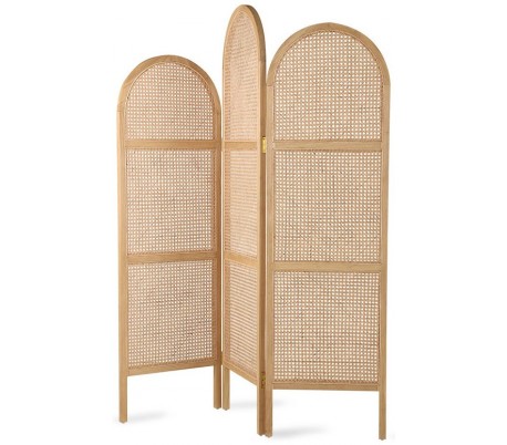 Skillevæg i sungkaitræ og rattan H180 x B150 cm - Sort/Natur