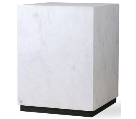 Sofabord i marmor og mdf H42 x B25 cm - Sort/Hvid marmor