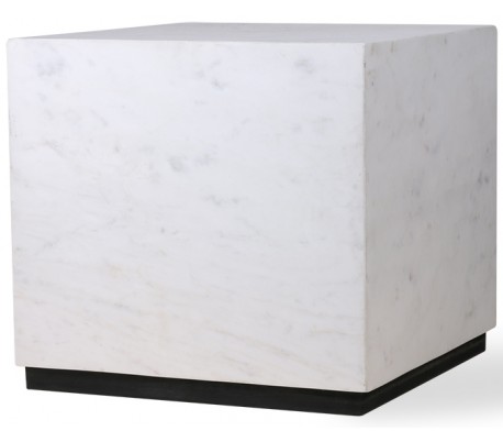 Sofabord i marmor og mdf H37,5 x B28 cm - Sort/Hvid marmor