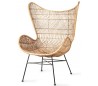 Loungestol i rattan og metal H110 cm - Sort/Natur