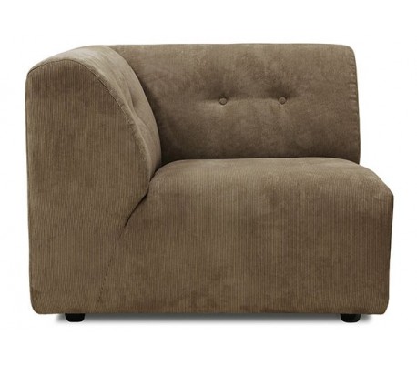 Hjørnemodul i corduroy rib 95 x 95 cm - Creme