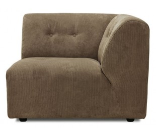 Hjørnemodul i corduroy rib 95 x 95 cm - Brun