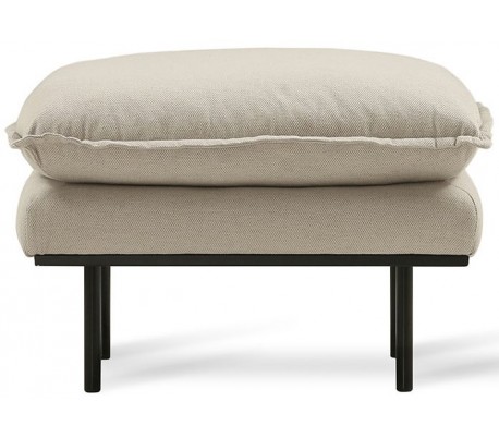 Puf i velour 72 x 65 cm - Vintage cremehvid