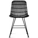 Spisebordsstol med armlæn i rattan og metal H83 cm - Sort