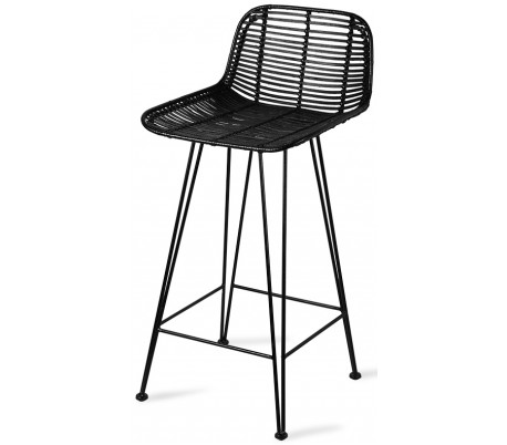 Spisebordsstol i rattan og metal H80 cm - Sort