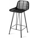 Spisebordsstol i rattan og metal H80 cm - Sort