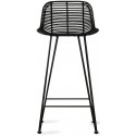 Spisebordsstol i rattan og metal H80 cm - Sort