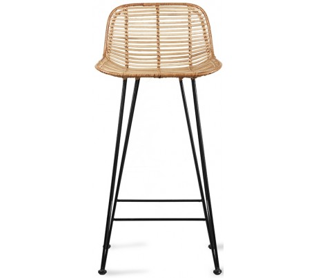 Barstol i rattan og metal H89 cm - Sort