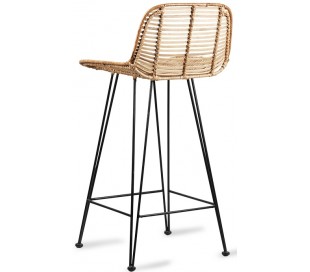 Barstol i rattan og metal H89 cm - Sort 2