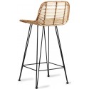 Barstol i rattan og metal H89 cm - Sort
