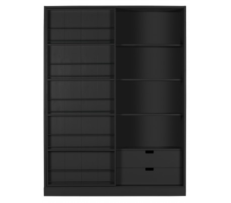 Garderobeskab i lakeret fyrretræ H180 x B100 x D53 cm - Sort