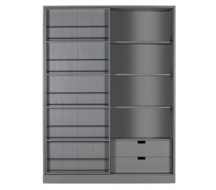 Garderobeskab i lakeret fyrretræ H200 x B150 x D46,5 cm - Sort