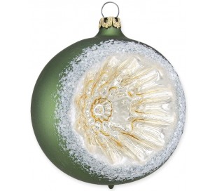 Julekugle i mundblæst glas Ø8 cm - Skinnende mørkegrøn