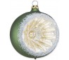 Julekugle i mundblæst glas Ø8 cm - Mat mørkegrøn med reflektor