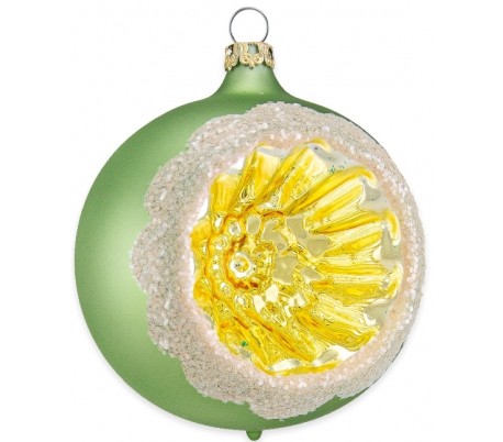 Julekugle i mundblæst glas Ø8 cm - Mat lilac med reflektor