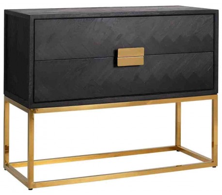 Blackbone Kommode i egetræ H87 x B108 x D45 cm - Sort/Sølv