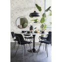 Rundt spisebord i marmor og metal H76 x B120 cm - Hvid marmor/Sort