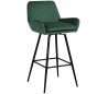 Linsey rotérbar barstol i velour H100 cm - Sort/Grøn