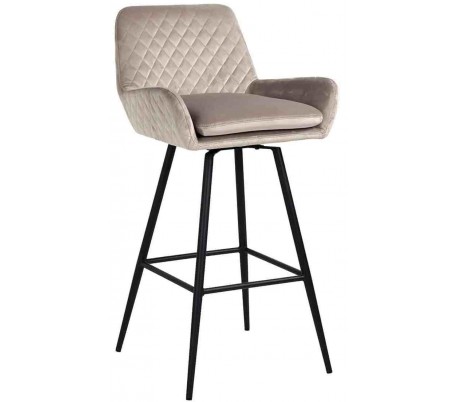 Linsey rotérbar barstol i velour H100 cm - Sort/Grøn