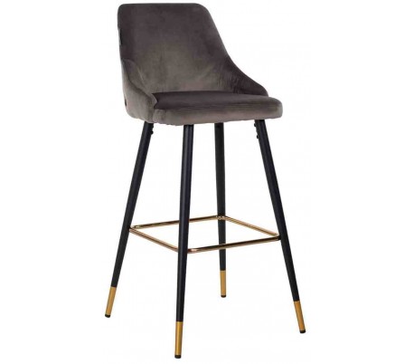 Imani barstol i velour H109 cm - Sort/Khaki